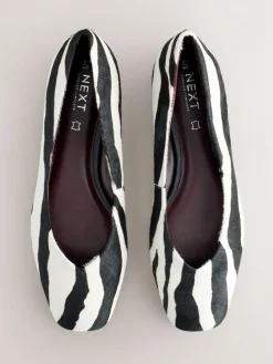 Hot Next Zebra Forever Comfort® Leather Squoval Toe Ballet Flats