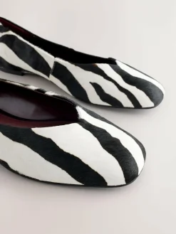 Hot Next Zebra Forever Comfort® Leather Squoval Toe Ballet Flats